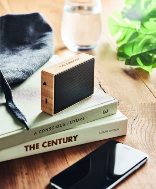Logo trade promotional giveaway photo of: Solar bamboo wireless speaker