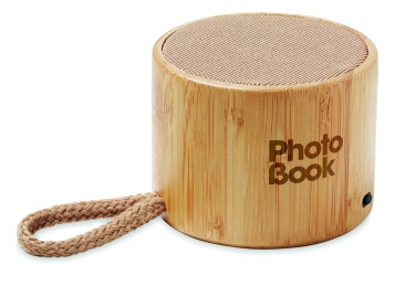 Logotrade business gifts photo of: Round bamboo wireless speaker