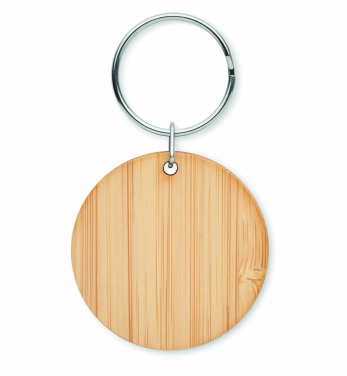Logo trade promotional giveaways image of: Round bamboo key ring Pieksämäki