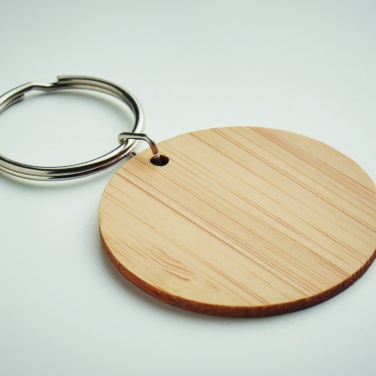 Logo trade promotional merchandise picture of: Round bamboo key ring Pieksämäki