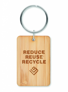 Logotrade advertising products photo of: Rectangular bamboo key ring Riihimäki