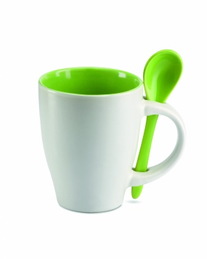 Logotrade corporate gift image of: Bicolour mug with spoon 250 ml