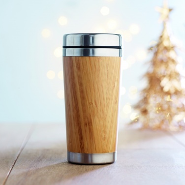 Logotrade promotional product picture of: Double wall bamboo flask 430ml