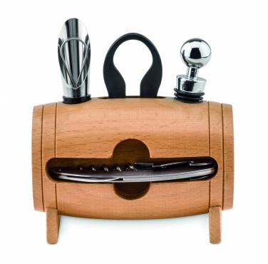 Logo trade promotional products picture of: 4 pcs wine set in wooden stand