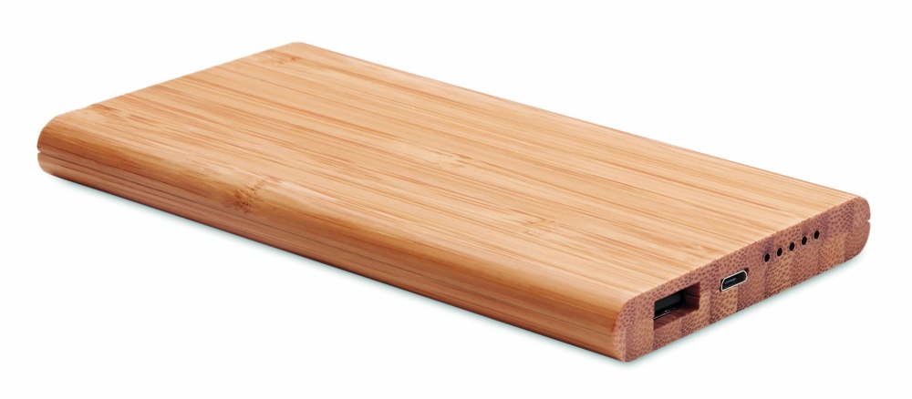 Logotrade promotional item picture of: Wireless power bank in bamboo 6000mAh ARENA
