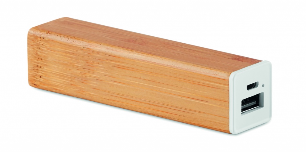 Logo trade promotional products picture of: Power bank bamboo 2200 mAh POWERBAM