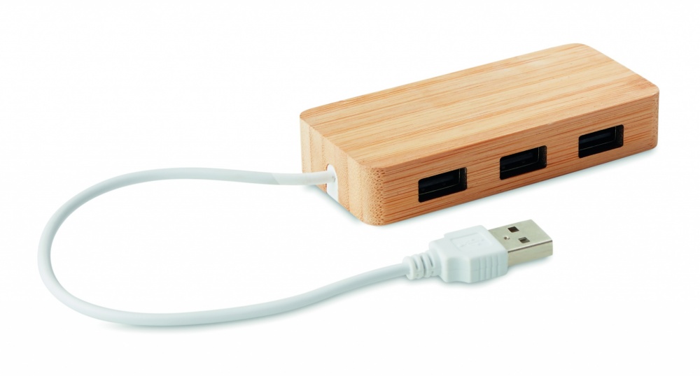 Logotrade advertising product picture of: Bamboo USB 3 ports hub