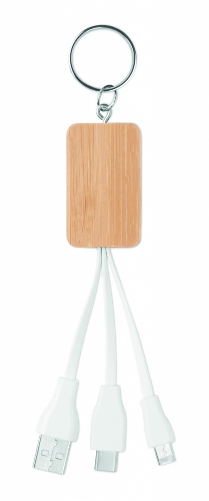 Logo trade business gift photo of: Bamboo 3-in-1 cable