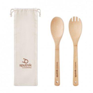 Logo trade advertising products image of: Set bamboo utensils salad