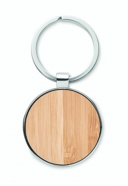 Logotrade promotional merchandise picture of: Round key ring metal bamboo Dobele