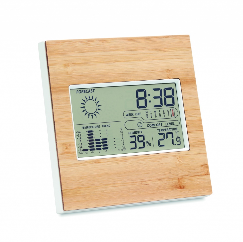 Logotrade promotional product image of: Weather station bamboo front TURKU