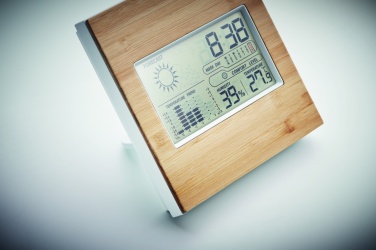Logo trade promotional product photo of: Weather station bamboo front TURKU