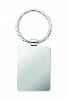 Logo trade business gifts image of: Rectangular key ring bamboo WEST