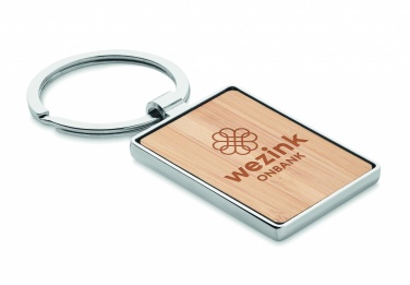 Logo trade promotional gift photo of: Rectangular key ring bamboo WEST