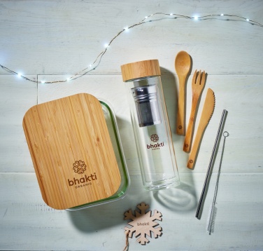 Logo trade promotional giveaway photo of: Glass lunchbox with bamboo lid