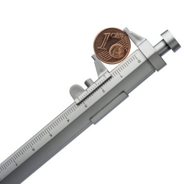 Logo trade promotional gift photo of: Plastic ballpen with sliding calliper PRESCOT