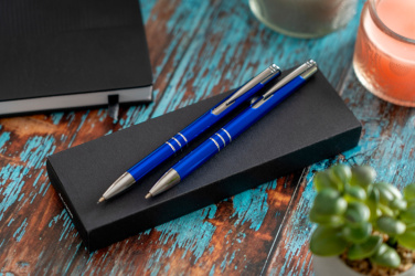 Logo trade promotional merchandise picture of: Metal writing set CLAREMONT