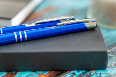 Logo trade business gifts image of: Metal writing set CLAREMONT