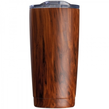 Logo trade advertising product photo of: Stainless steel mug with wooden look COSTA RICA 550 ml