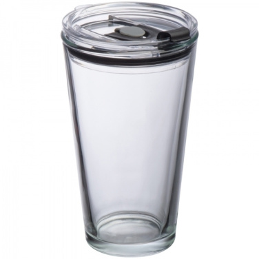Logo trade promotional merchandise image of: Glass mug with lid WATTENSCHEID 400 ml