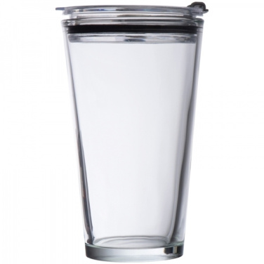 Logo trade promotional merchandise picture of: Glass mug with lid WATTENSCHEID 400 ml