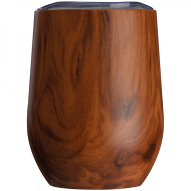 Logo trade promotional merchandise picture of: Stainless steel mug with wooden look BRIGHTON 380 ml