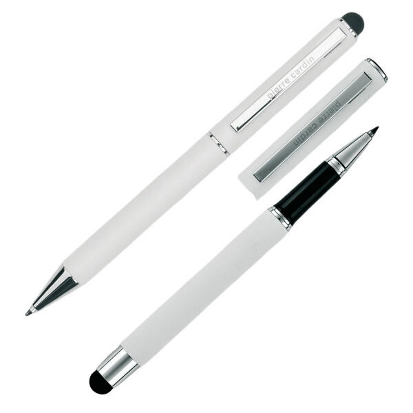 Logotrade advertising products photo of: Writing set ballpoint pen & roller soft touch CLAUDIE