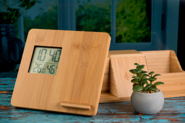 Logo trade promotional giveaways image of: Bamboo weather station GRANADA