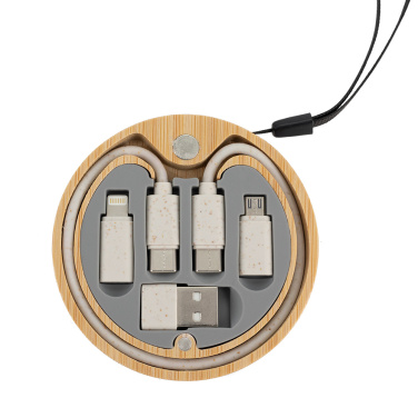 Logotrade advertising products photo of: 4in1 cable in wooden case, LH-ZM01