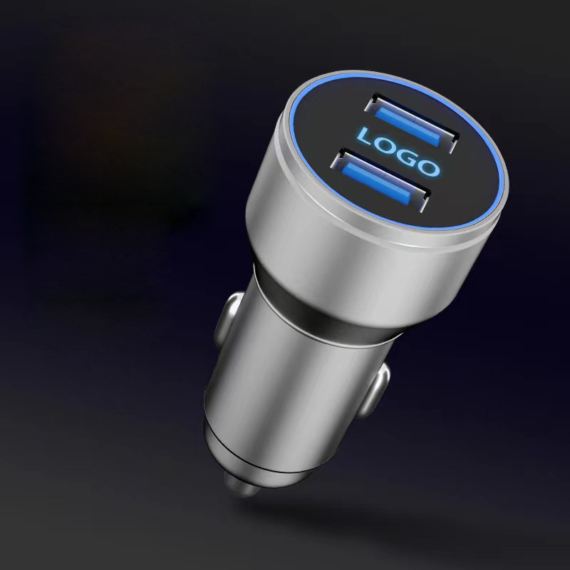 Logo trade promotional gifts picture of: Car charger with enlighted logo for engraving