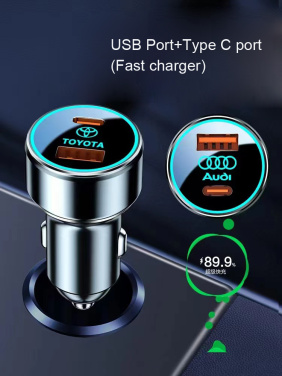 Logo trade corporate gifts picture of: Car charger with enlighted logo for engraving