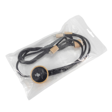 Logotrade promotional gifts photo of: 3-in-1 cable with elighted logo in a wooden casing, LH-ZMU06