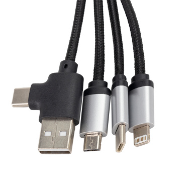 Logo trade corporate gifts image of: 4-in-1 cable with elighted logo in a wooden casing, LH-ZMU05