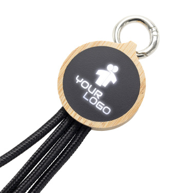 Logotrade corporate gifts photo of: 4-in-1 cable with elighted logo in a wooden casing, LH-ZMU05