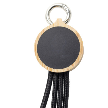 Logo trade promotional gift photo of: 4-in-1 cable with elighted logo in a wooden casing, LH-ZMU05