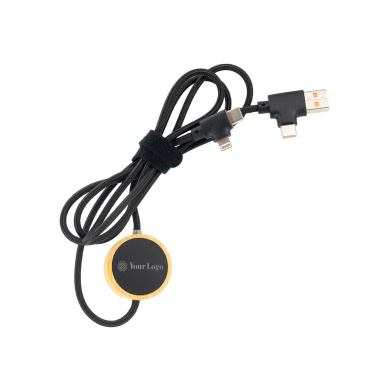 Logotrade promotional merchandise image of: 4in1 long wooden cable with elighted logo for engraving