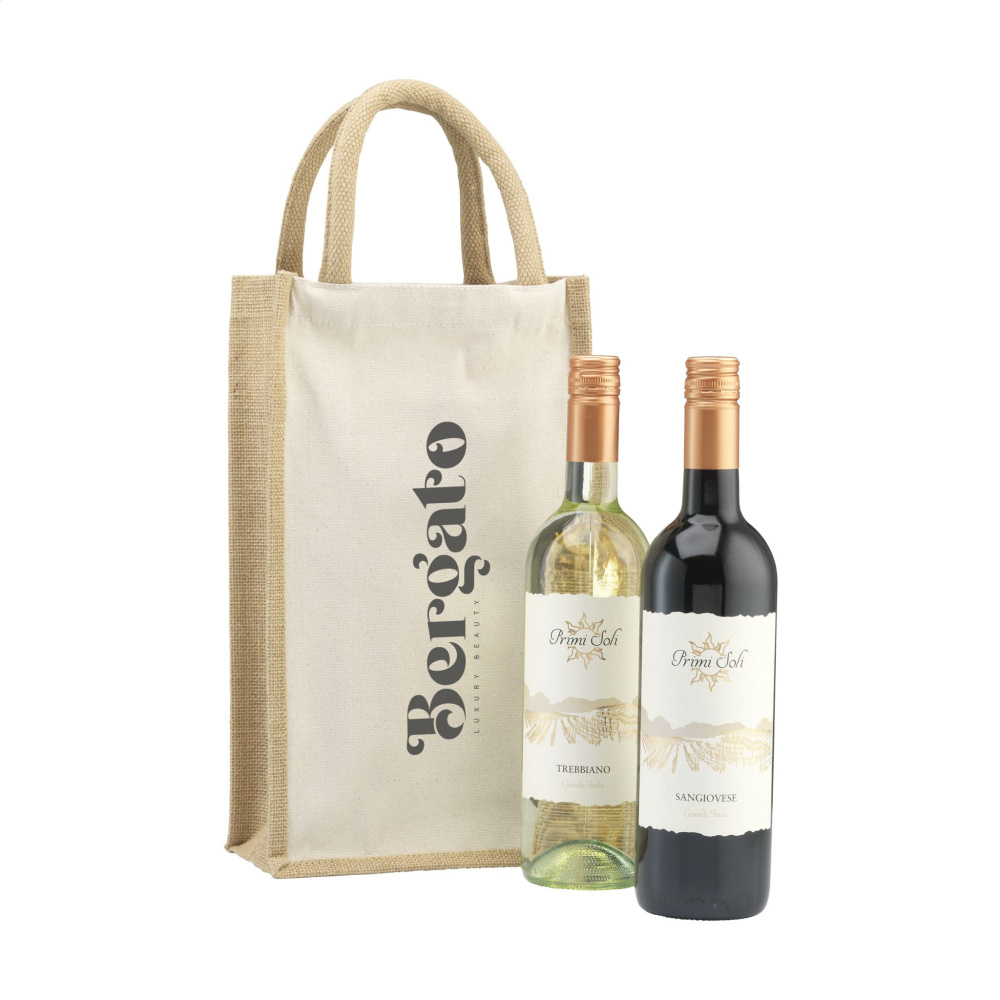 Logotrade promotional item image of: Jute Canvas Double Wine Bag