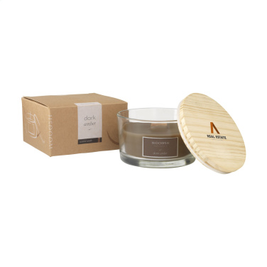 Logo trade promotional products image of: Wooosh Flame Scented Candle Dark Amber