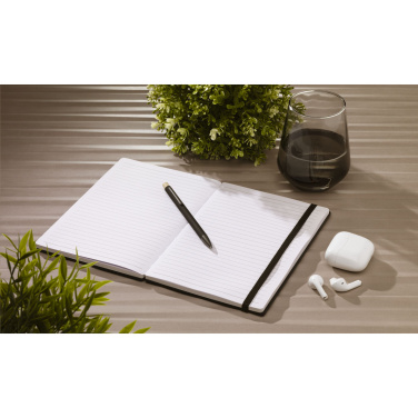 Logo trade promotional merchandise picture of: Bamboo Journal Naked Spine Paper Notebook Black A5