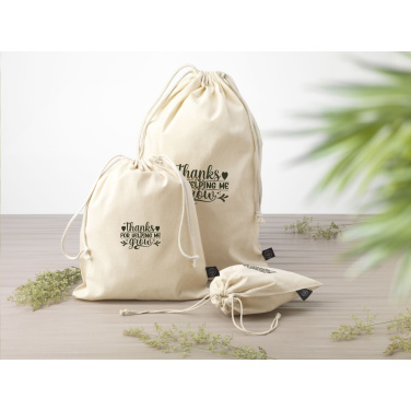 Logo trade promotional product photo of: Gift Pouch Natural GRS Recycled Cotton (150 g/m²) L