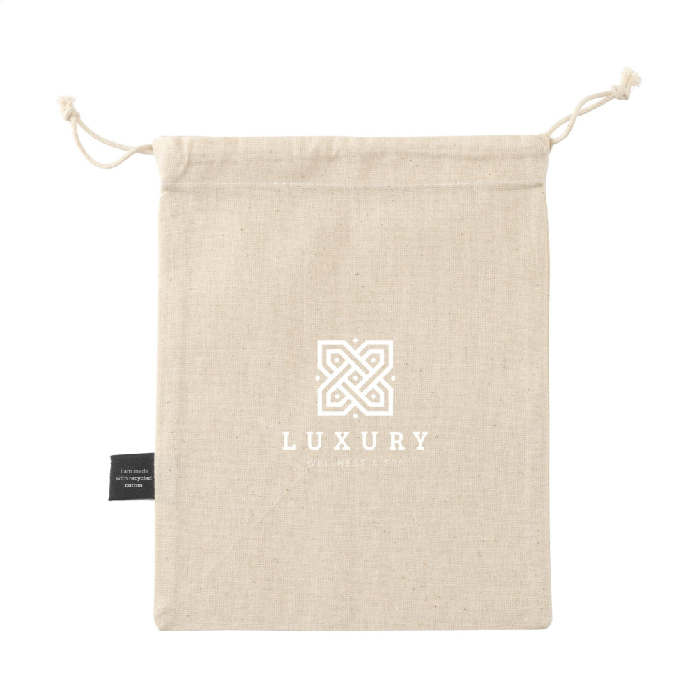Logo trade promotional gift photo of: Gift Pouch Natural GRS Recycled Cotton (150 g/m²) S