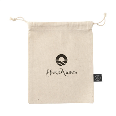 Logo trade promotional merchandise photo of: Gift Pouch Natural GRS Recycled Cotton (150 g/m²) S