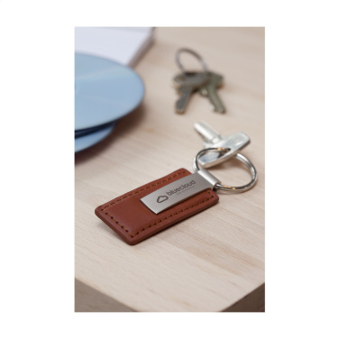 Logo trade promotional merchandise image of: LeatherKey keyring