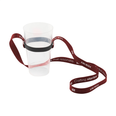 Logo trade business gift photo of: Lanyard Sublimation RPET 1.5 cm with Cup holder