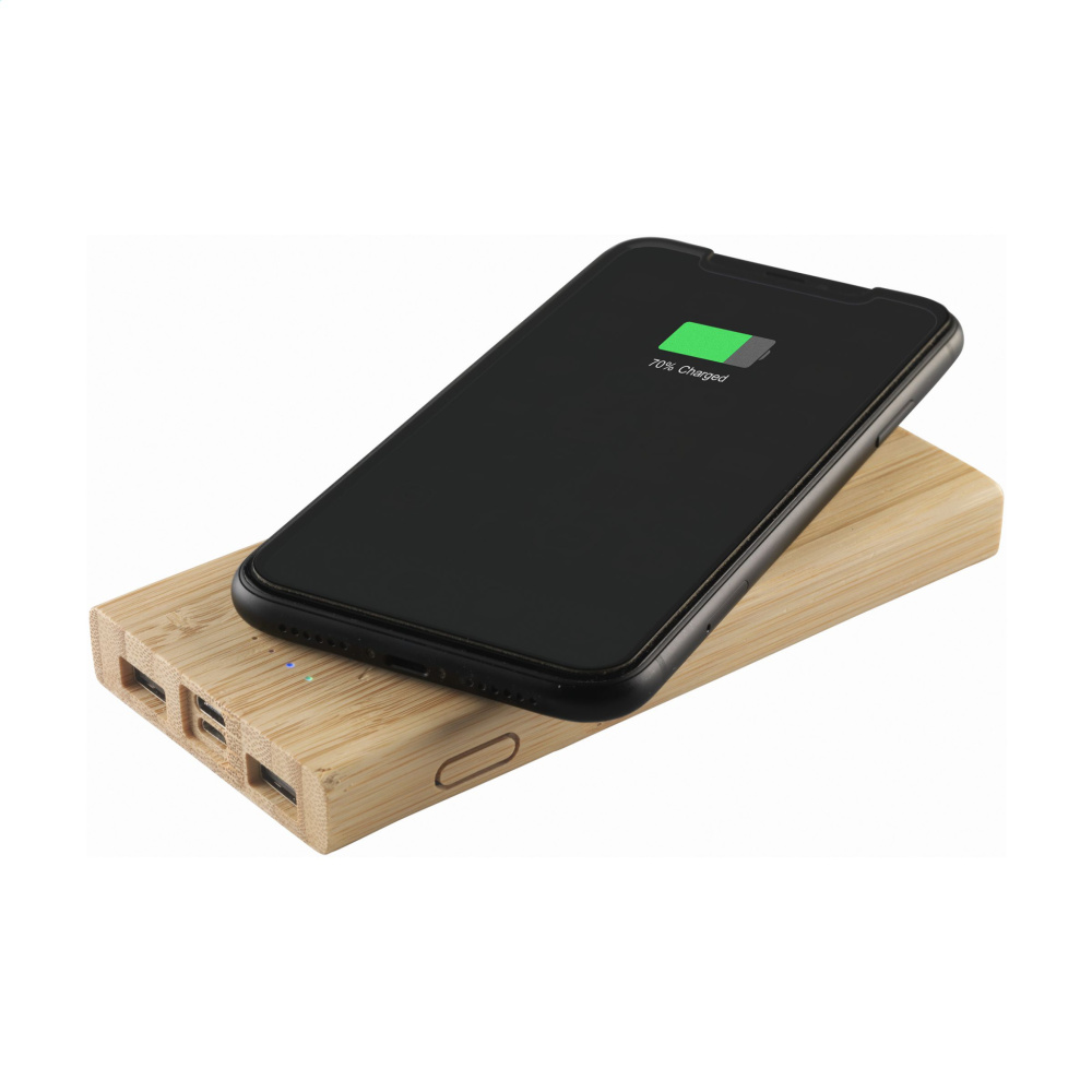 Logo trade advertising product photo of: Bamboo 8000 Wireless Powerbank wireless charger