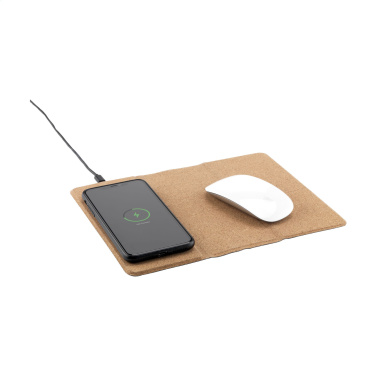 Logo trade promotional items image of: Cork Wireless Charging Mousepad