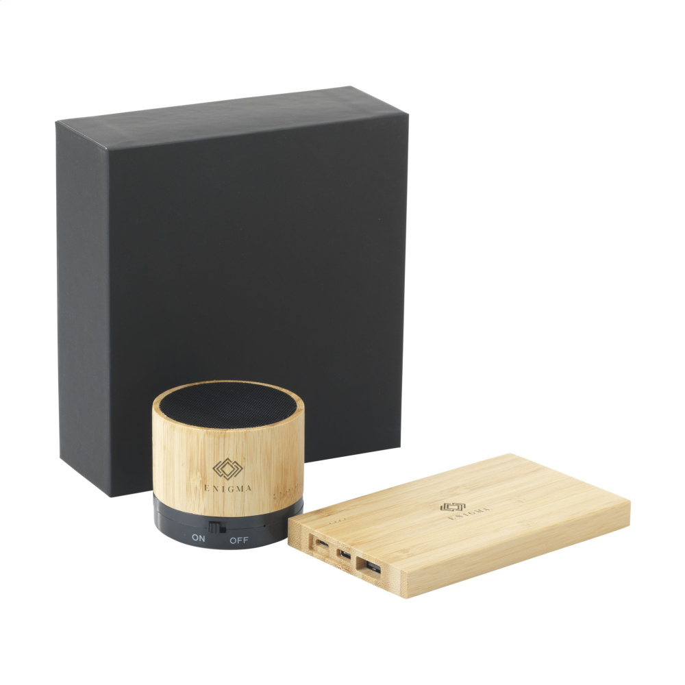Logo trade corporate gift photo of: PowerBox Bamboo gift set