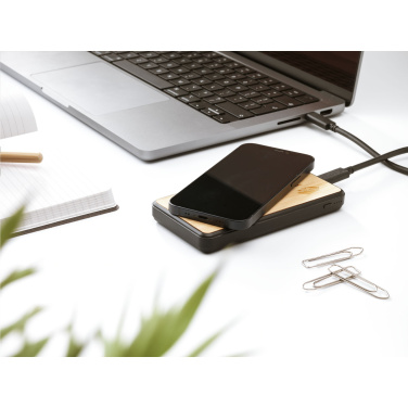 Logo trade promotional gift photo of: Boru Bamboo RCS Recycled ABS Powerbank Wireless Charger