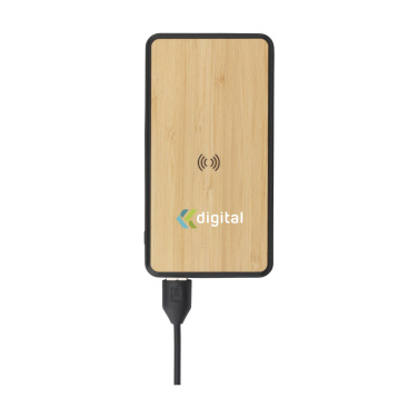 Logo trade business gift photo of: Boru Bamboo RCS Recycled ABS Powerbank Wireless Charger