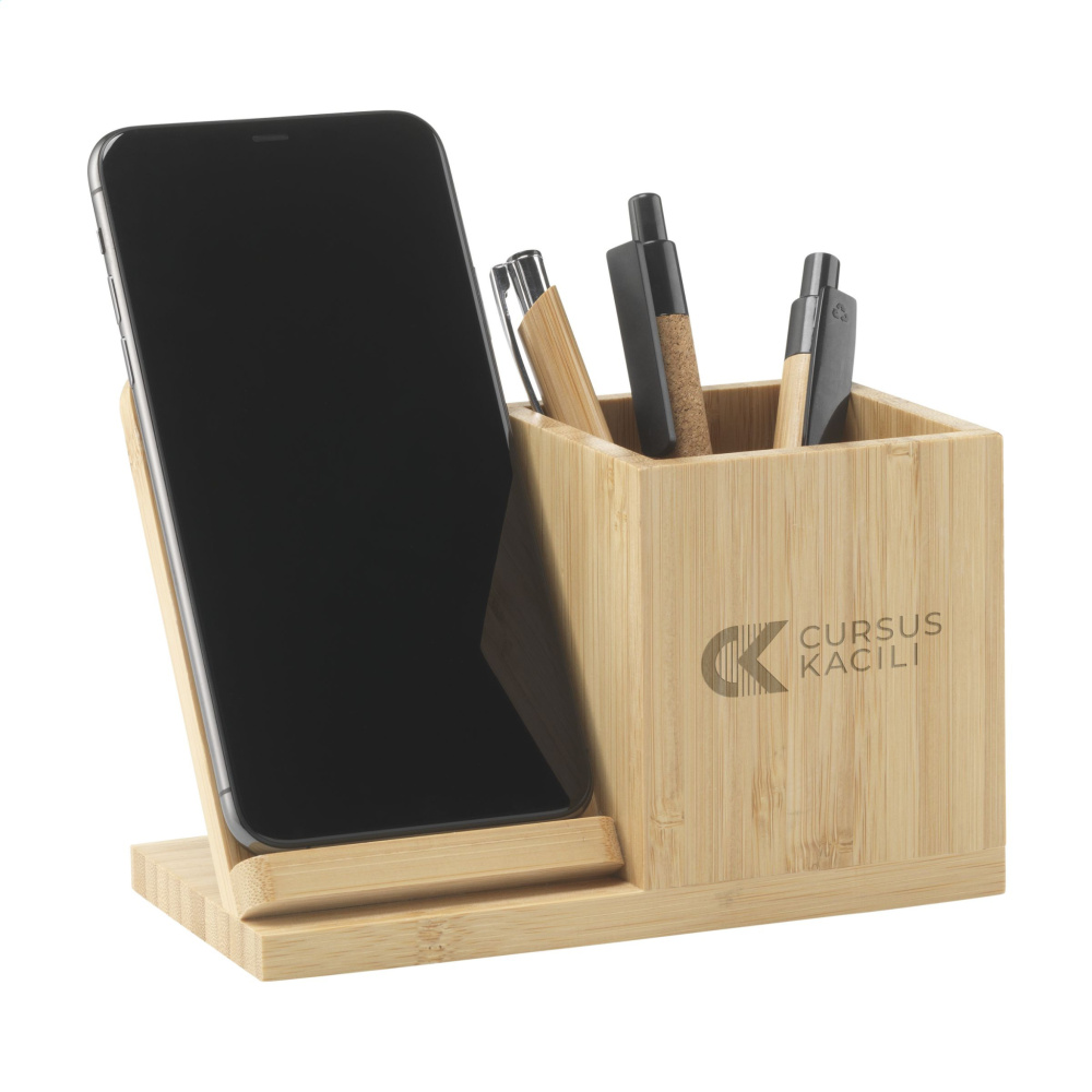 Logo trade promotional product photo of: Bamboo Boss 15W charger/pen holder